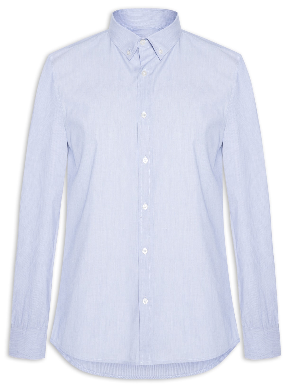 Camisa Masculina Listrada Básica Em Tricoline - Azul