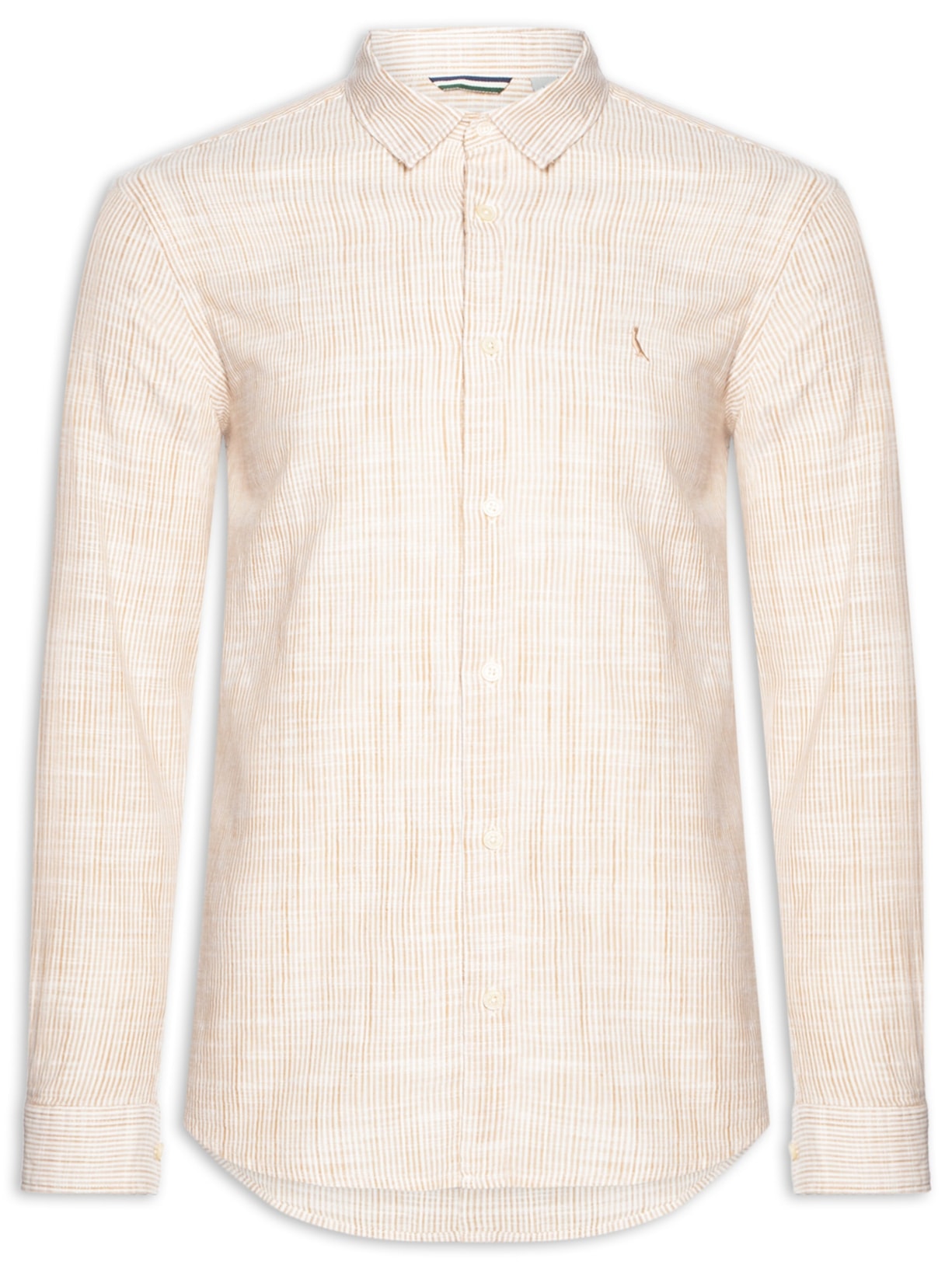 Camisa Masculina Listrada - Bege