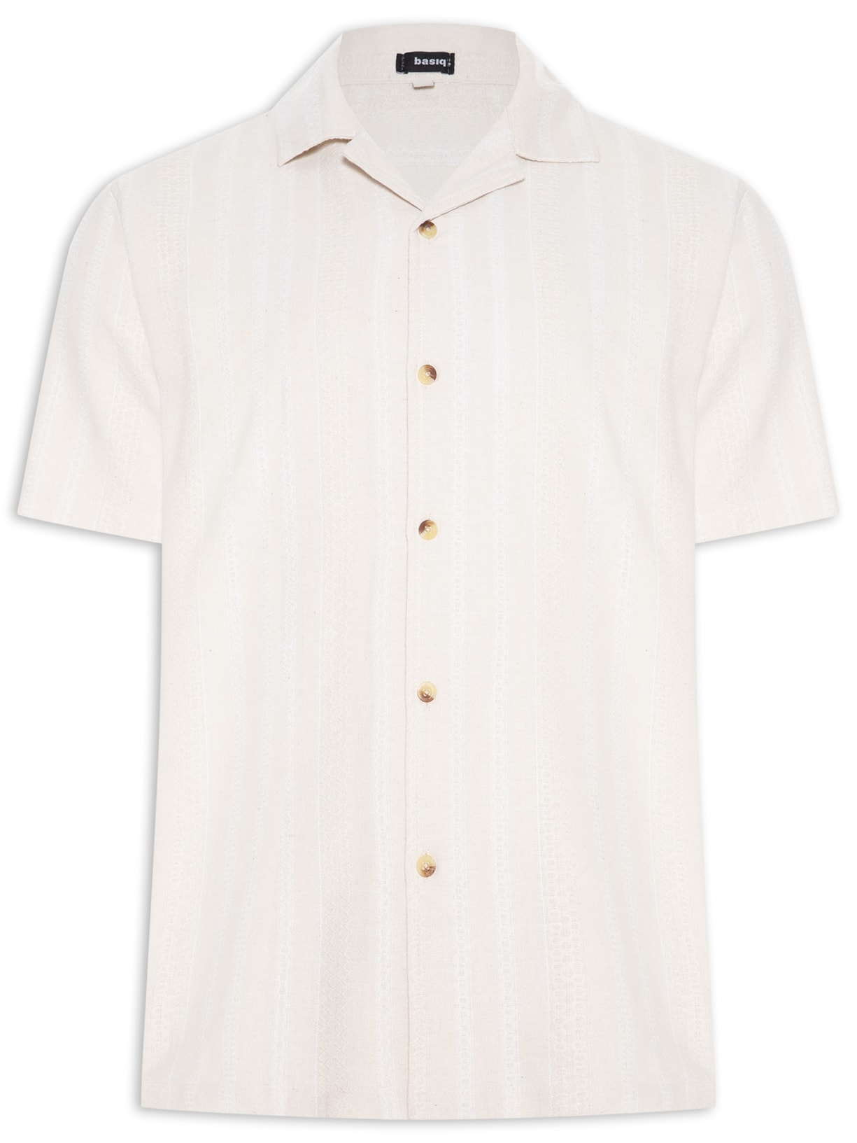 Camisa Masculina Listrada Bege Basiq Men