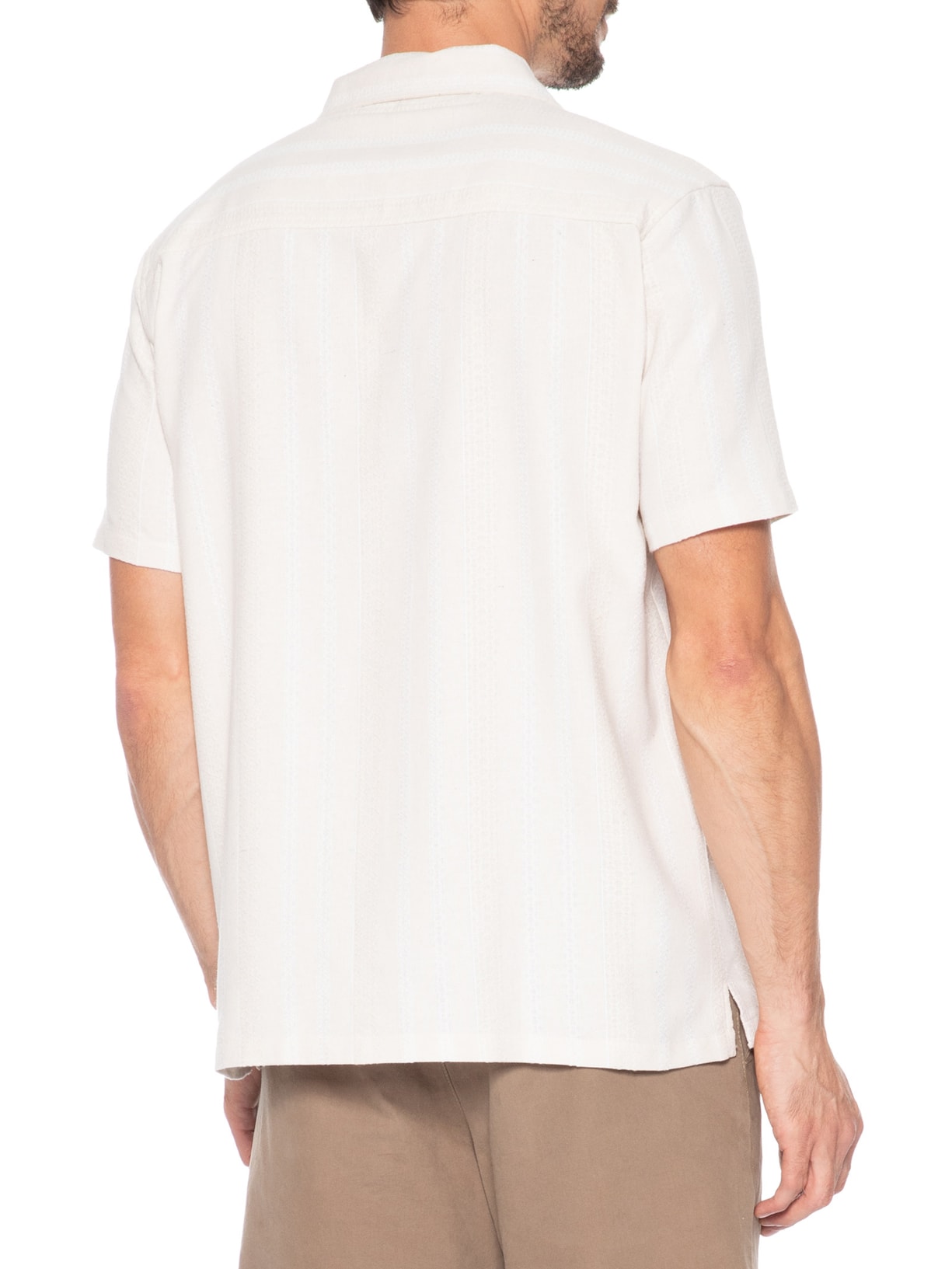 Camisa Masculina Listrada Bege Basiq Men