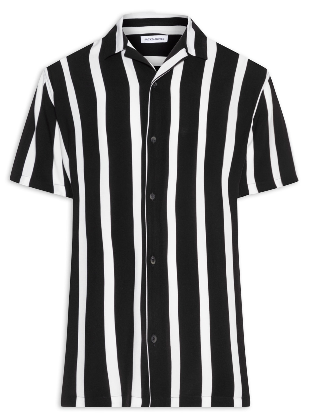 Camisa Masculina Listrada Em Viscose - Preto