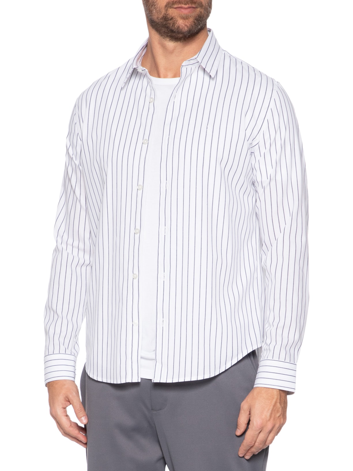 Camisa Masculina Listrada Fantasy Regular Fit Azul Sergio K