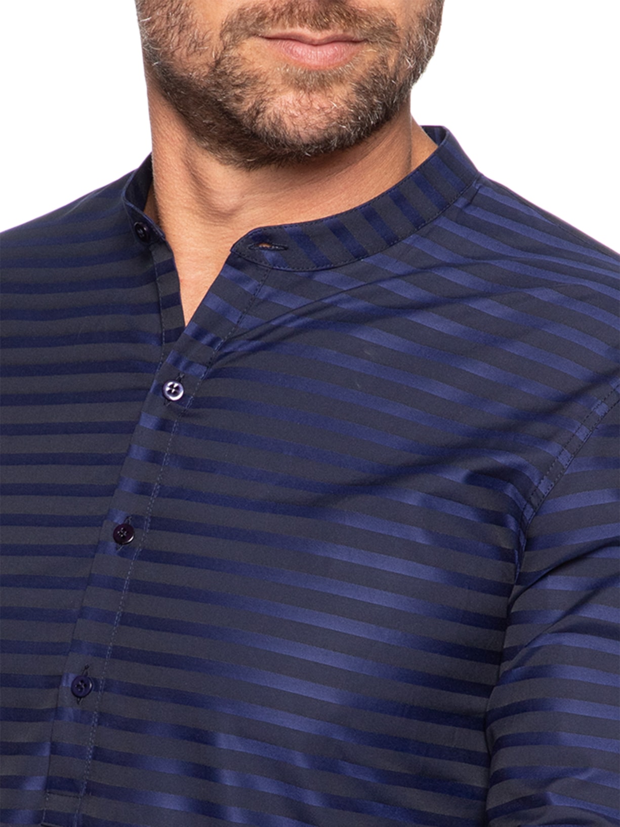 Camisa Masculina Listrada Jacquard Azul Ricardo Almeida