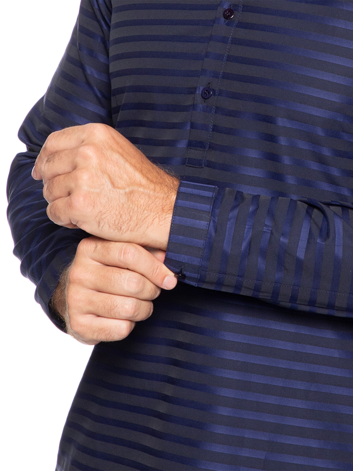 Camisa Masculina Listrada Jacquard Azul Ricardo Almeida