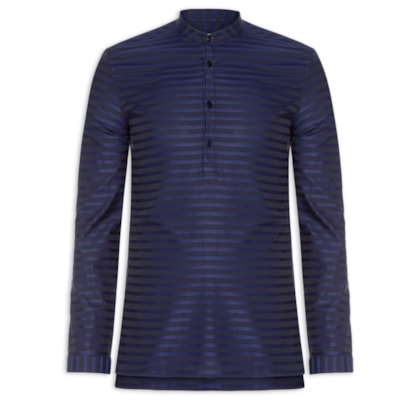 Camisa Masculina Listrada Jacquard - Azul