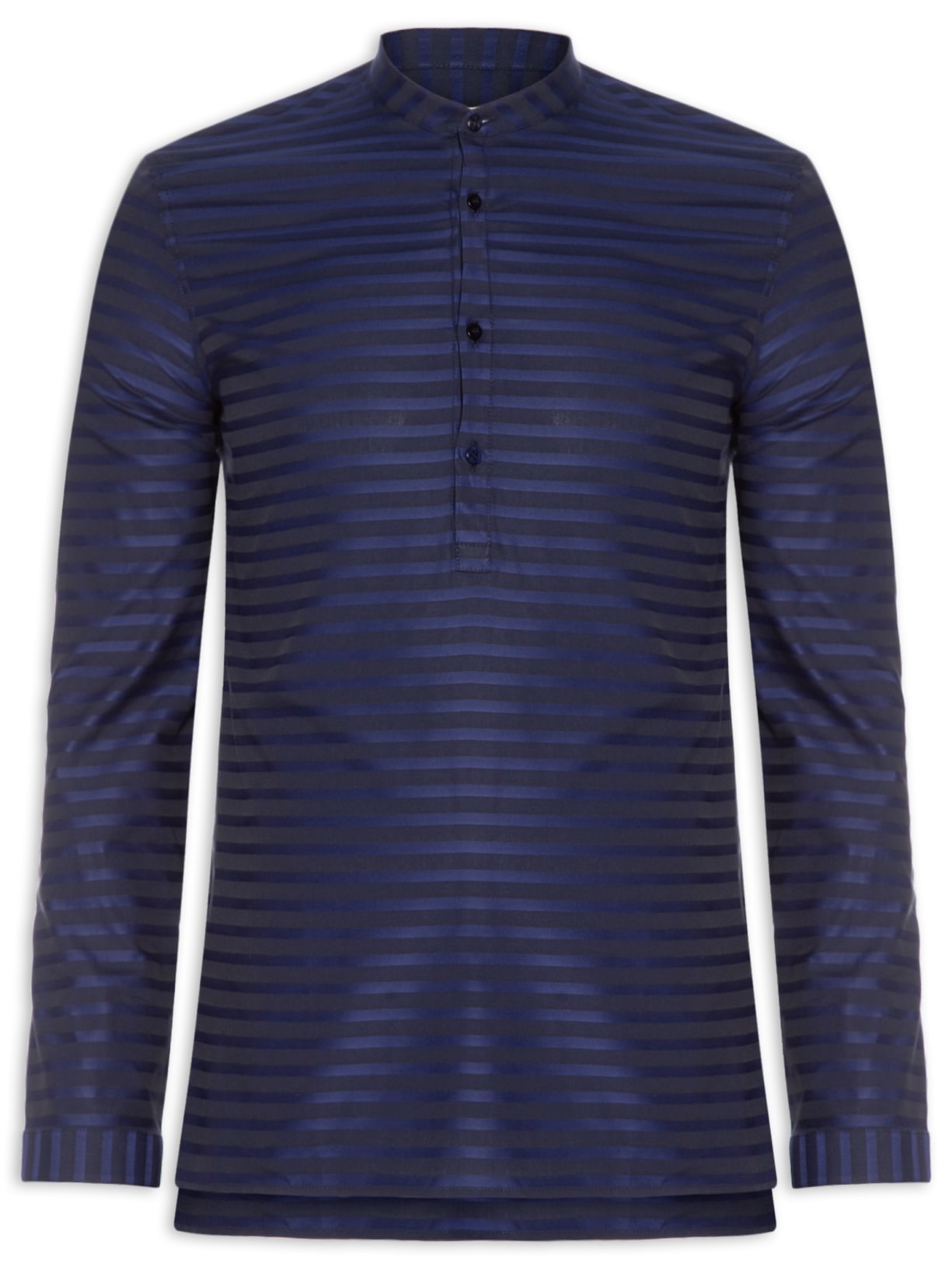 Camisa Masculina Listrada Jacquard - Azul