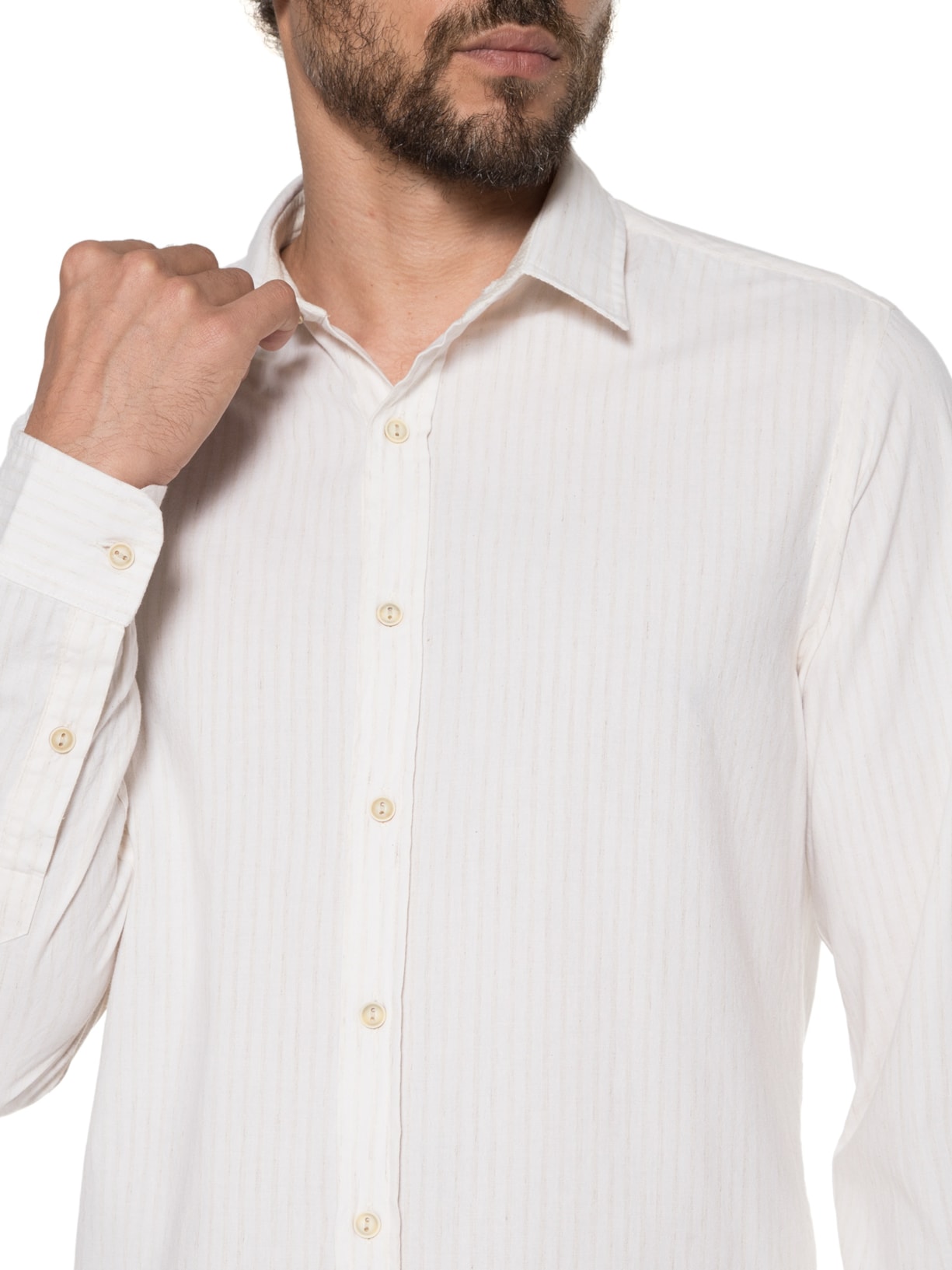 Camisa Masculina Listrada Noronha Bege Pineapple