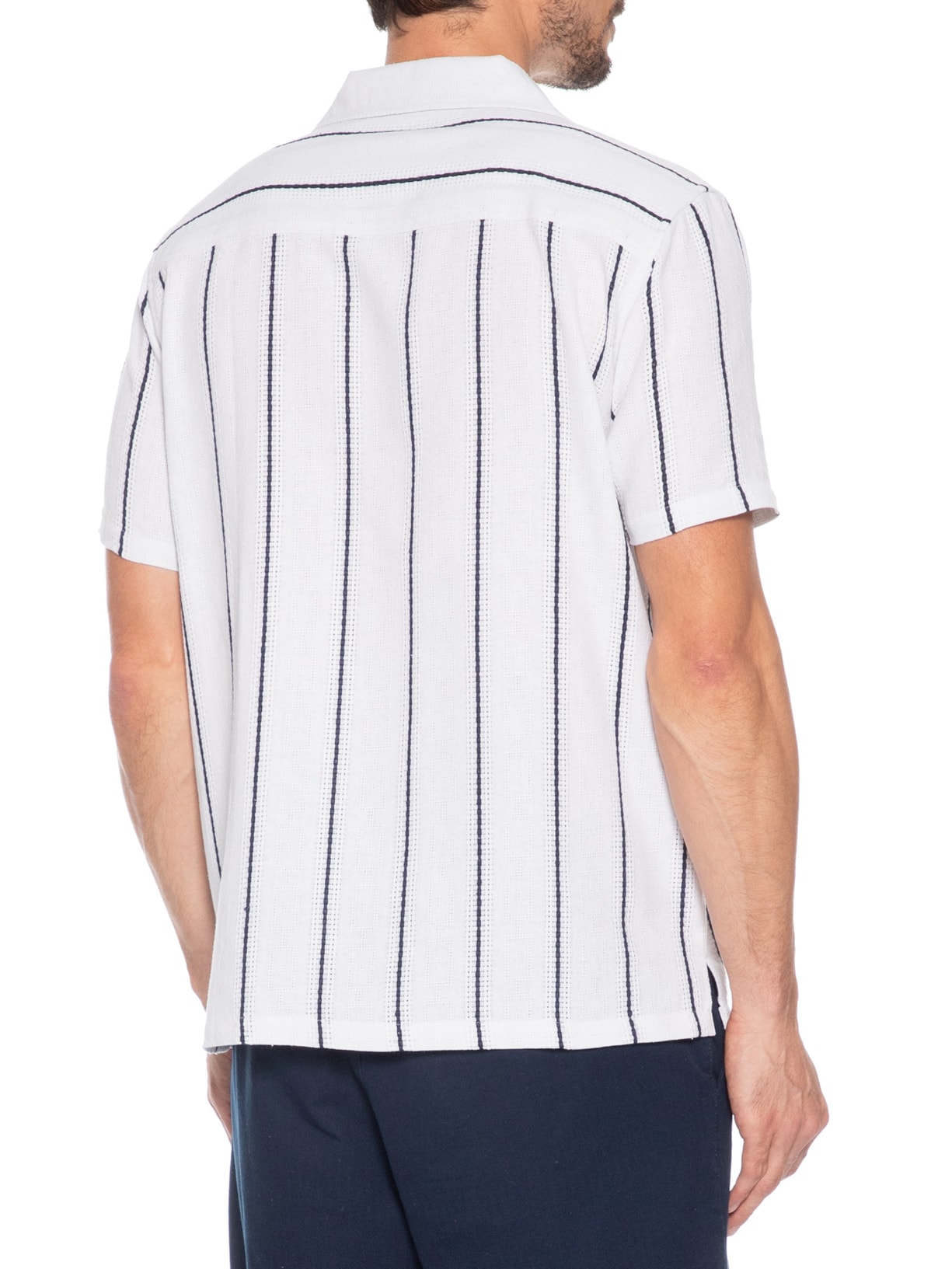 Camisa Masculina Listrada Ocean Branco Basiq Men