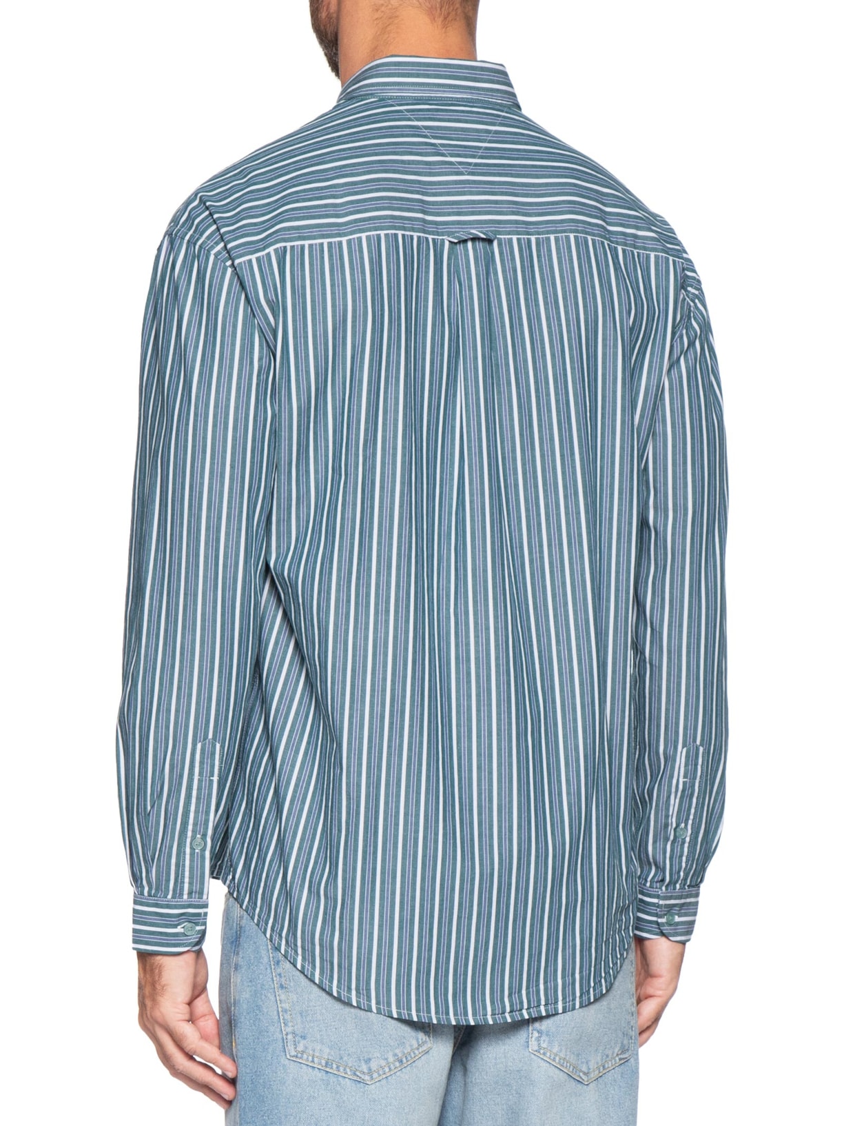 Camisa Masculina Listrada Relaxed Fit Azul Tommy Jeans