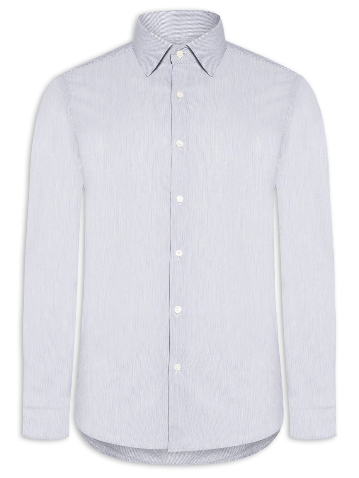 Camisa Masculina Londres Listra Fina Manga Longa - Azul