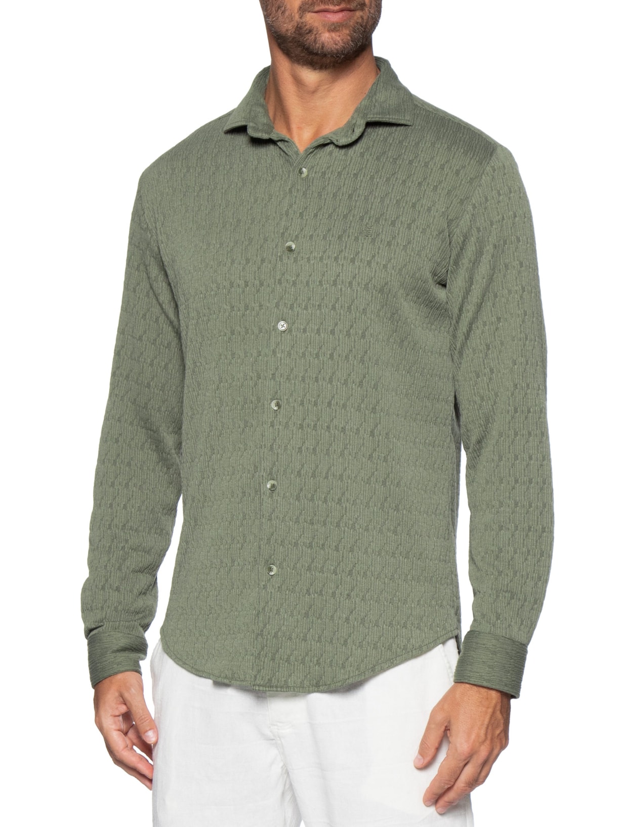Camisa Masculina Malha Relevo – Verde Sergio K