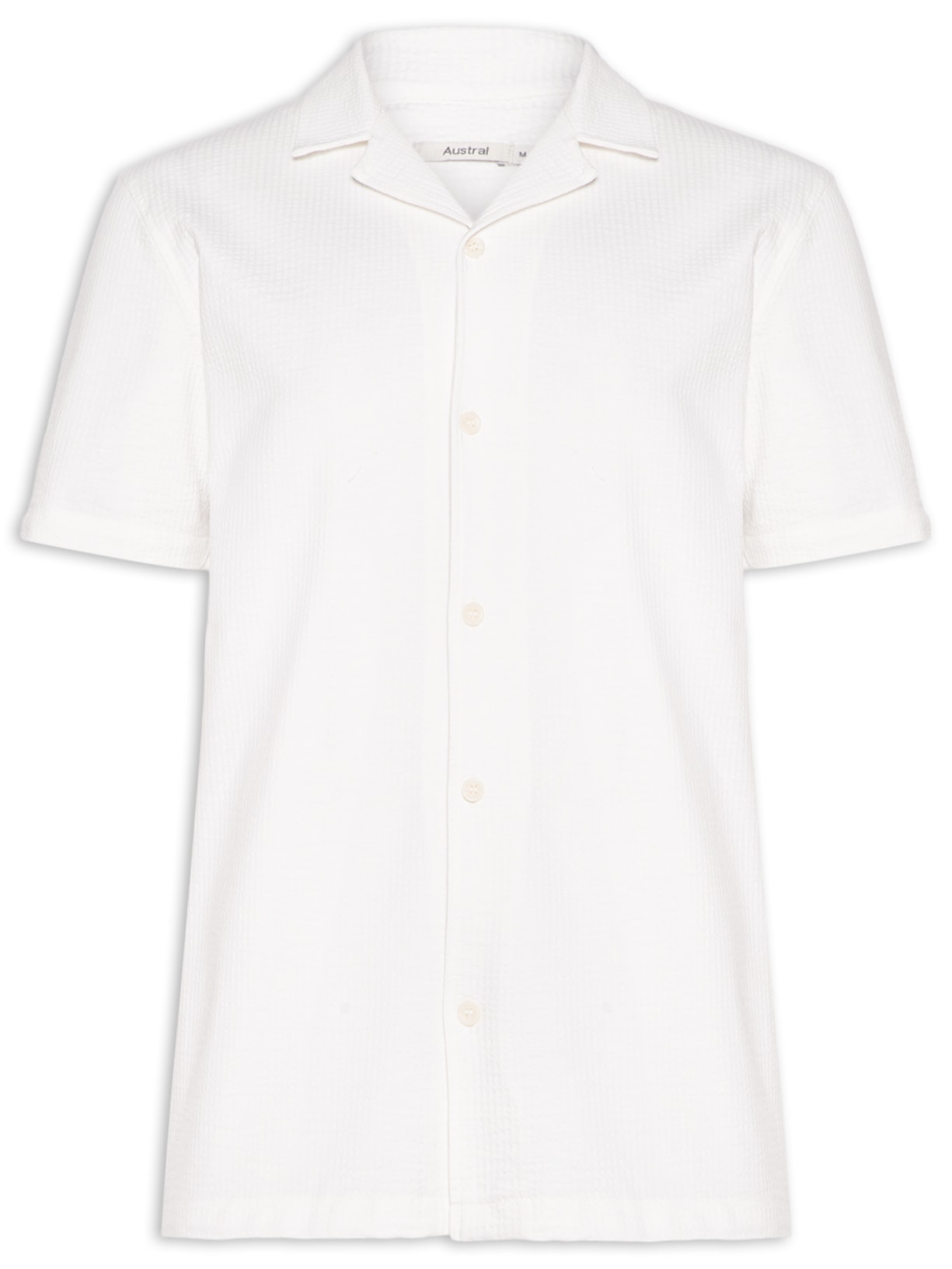 Camisa Masculina Malha Ruga Manga Curta Branco Austral