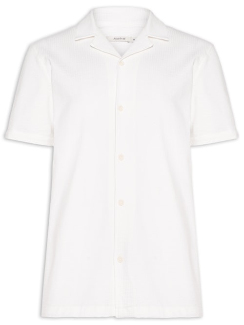 Camisa Masculina Malha Ruga Manga Curta - Branco