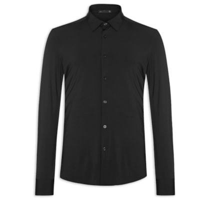 Camisa Masculina Malha Tecnológico Comfort Slim - Preto