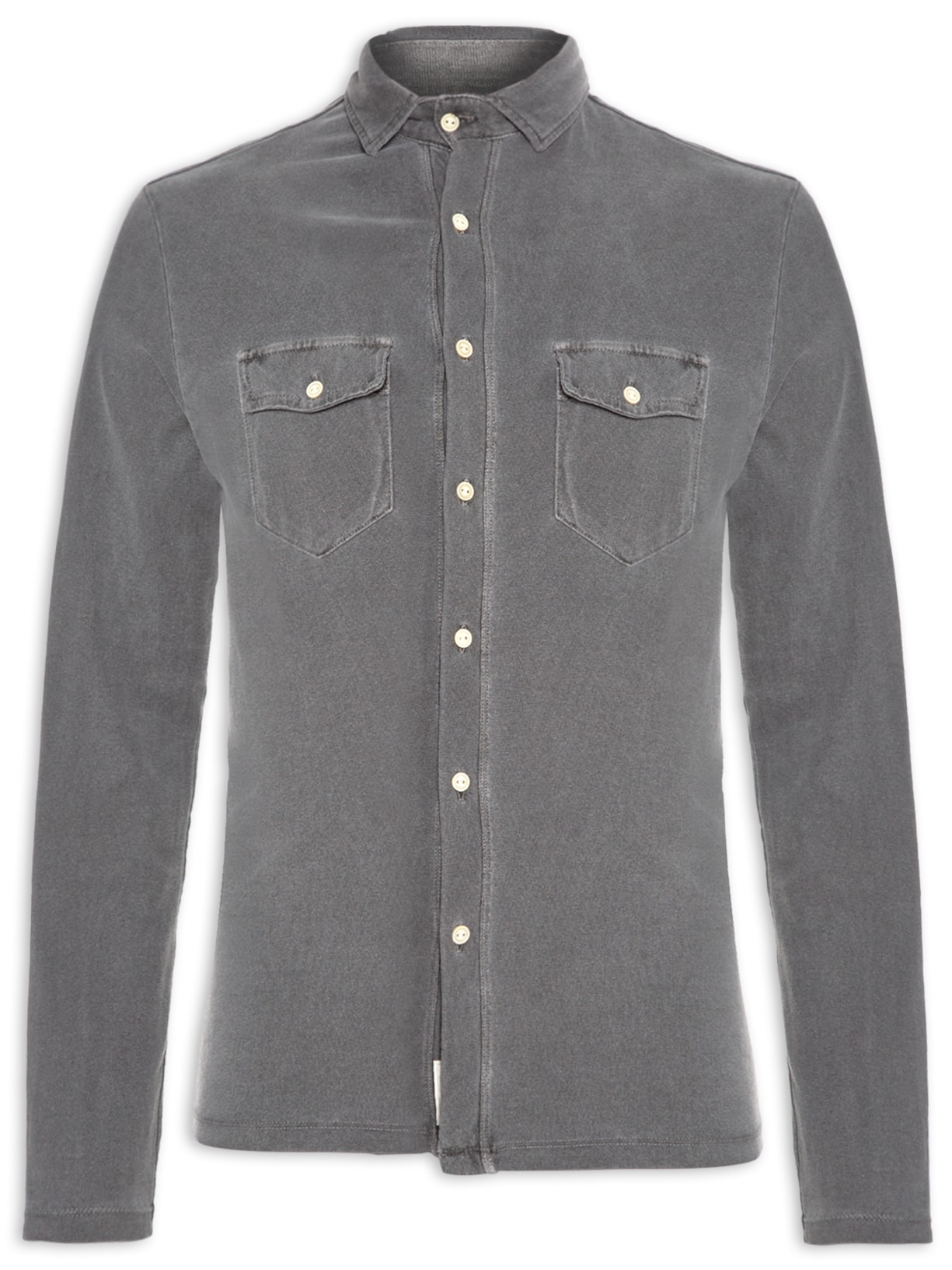 Camisa Masculina Malhão 2 Bolsos - Cinza