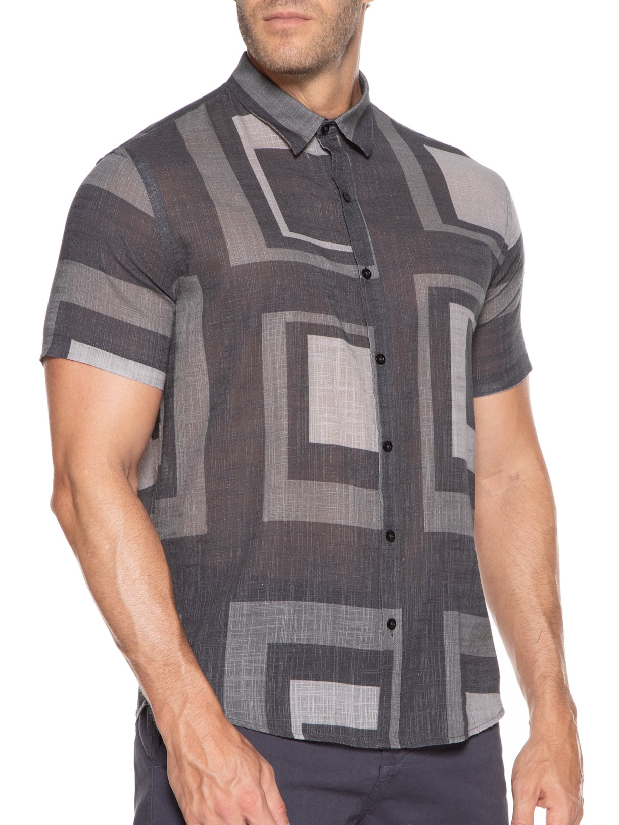Camisa Masculina Manga Curta Albers Preto Foxton