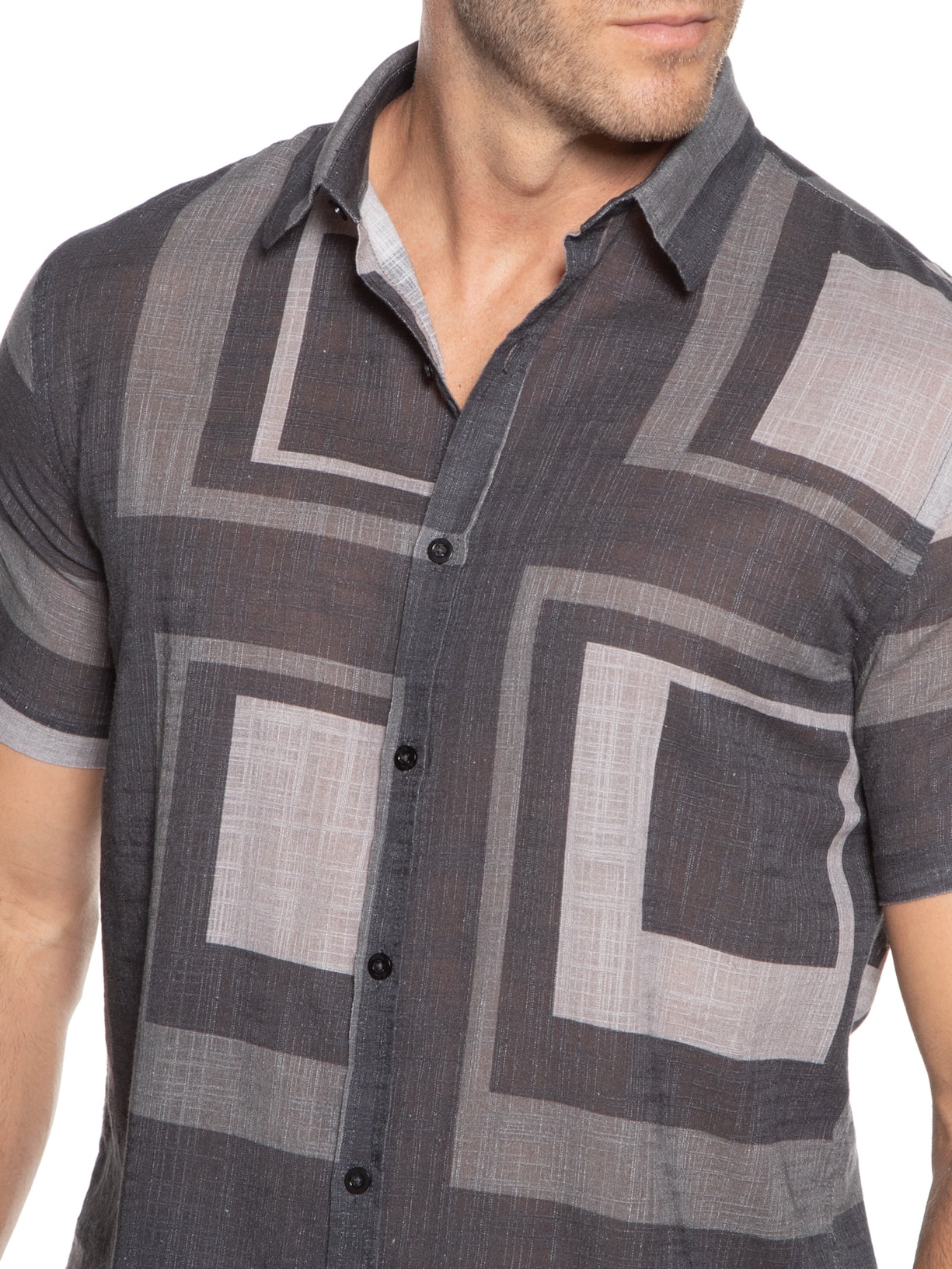 Camisa Masculina Manga Curta Albers Preto Foxton