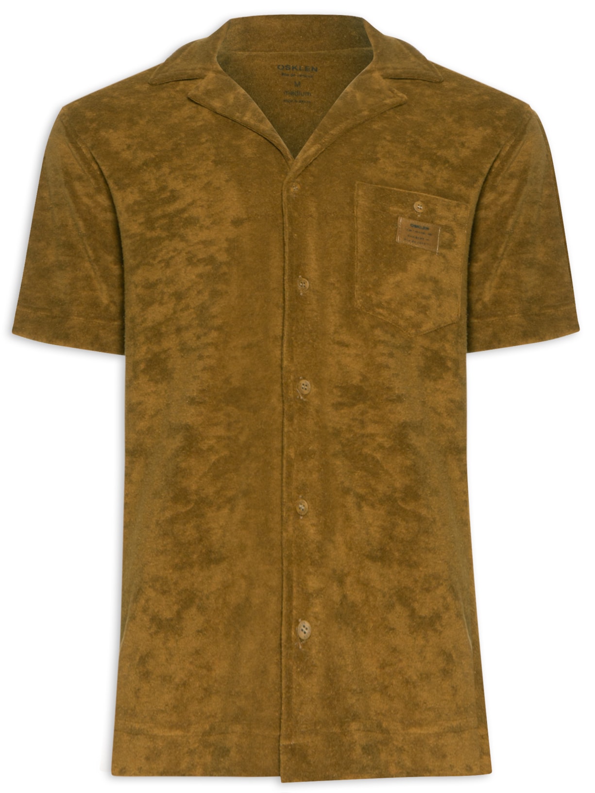 Camisa Masculina Manga Curta Atoalhada - Marrom