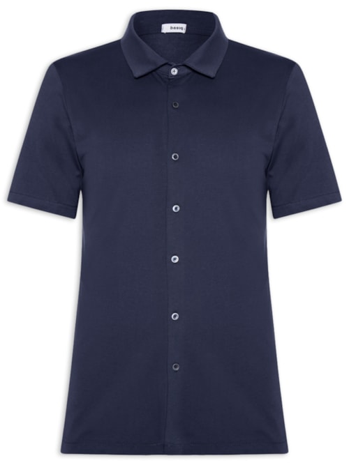 Camisa Masculina Manga Curta Básica - Azul