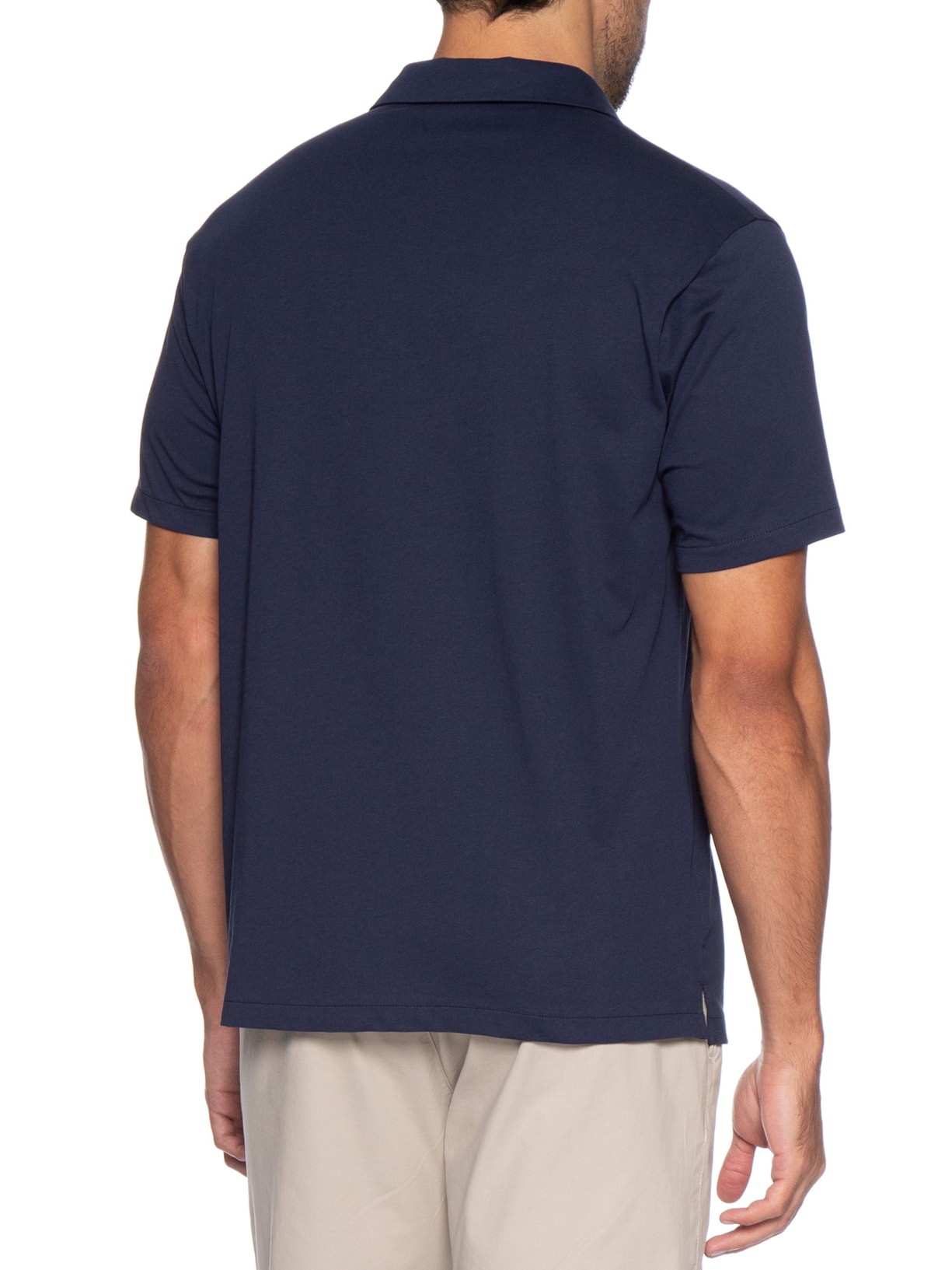 Camisa Masculina Manga Curta Básica Azul Basiq Men