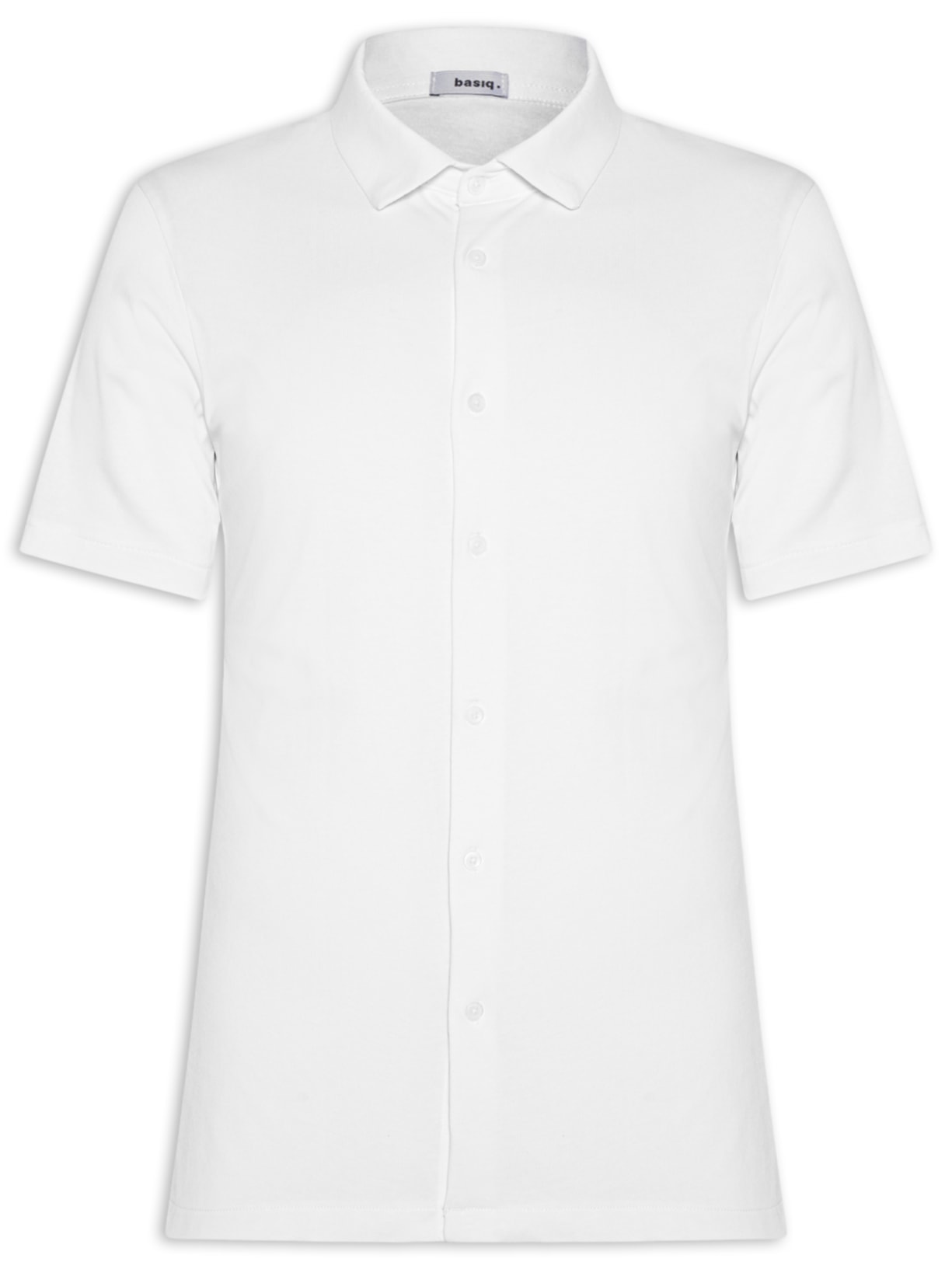 Camisa Masculina Manga Curta Básica Branco Basiq Men