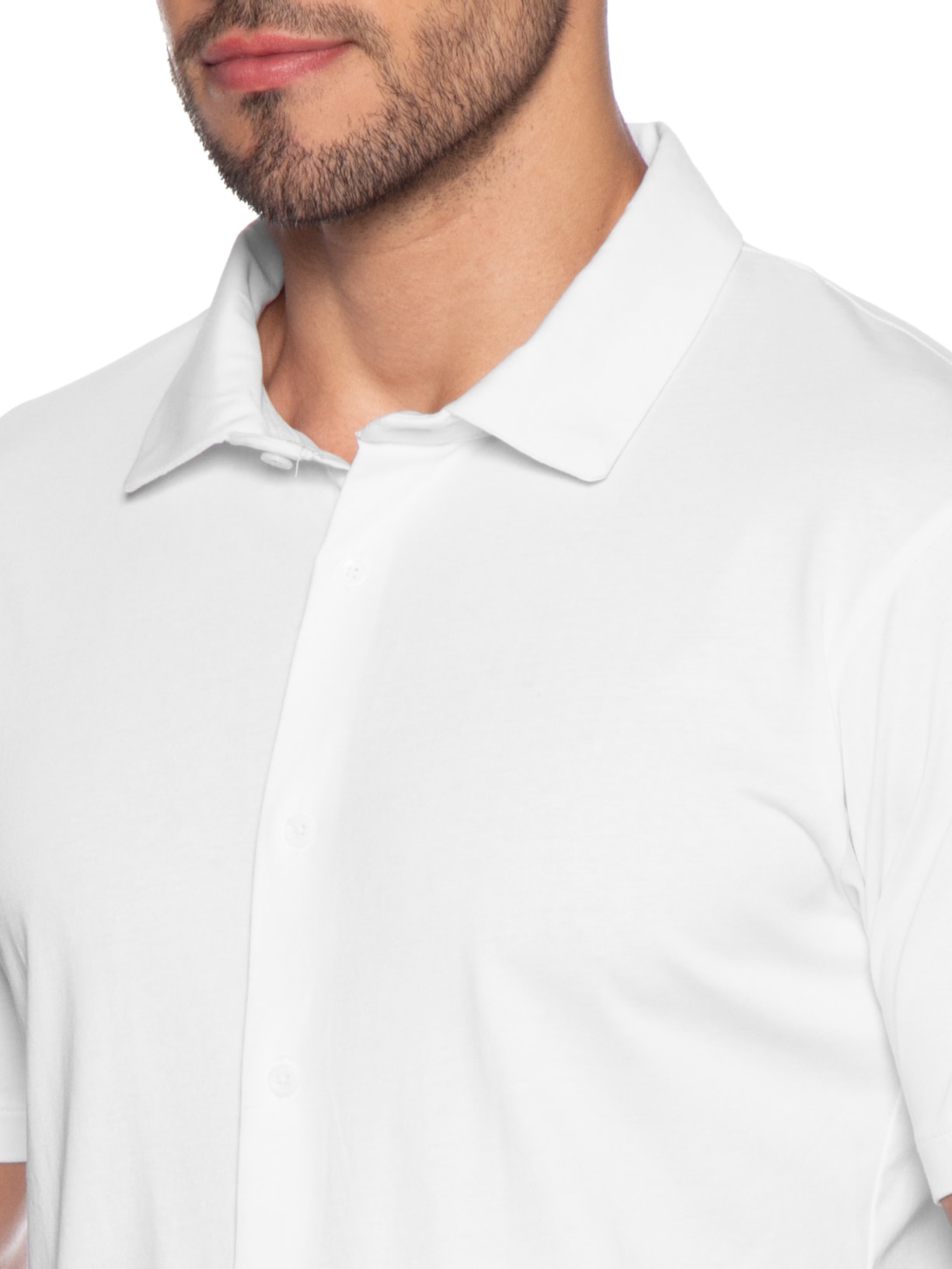 Camisa Masculina Manga Curta Básica Branco Basiq Men