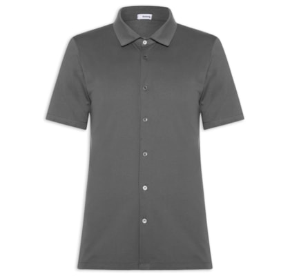 Camisa Masculina Manga Curta Básica - Cinza