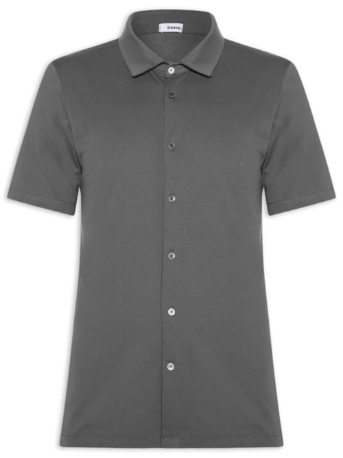 Camisa Masculina Manga Curta Básica - Cinza