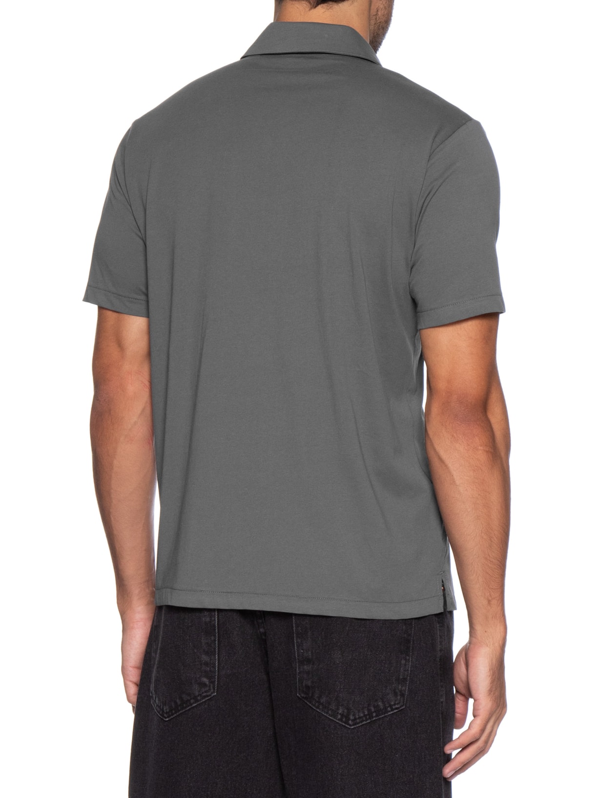 Camisa Masculina Manga Curta Básica Cinza Basiq Men
