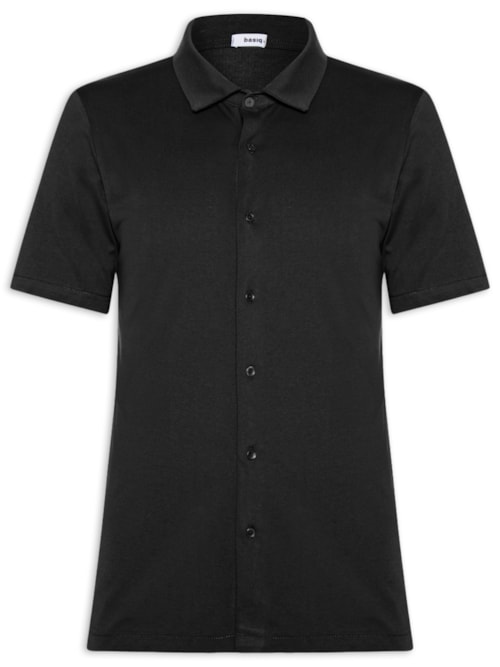 Camisa Masculina Manga Curta Básica - Preto