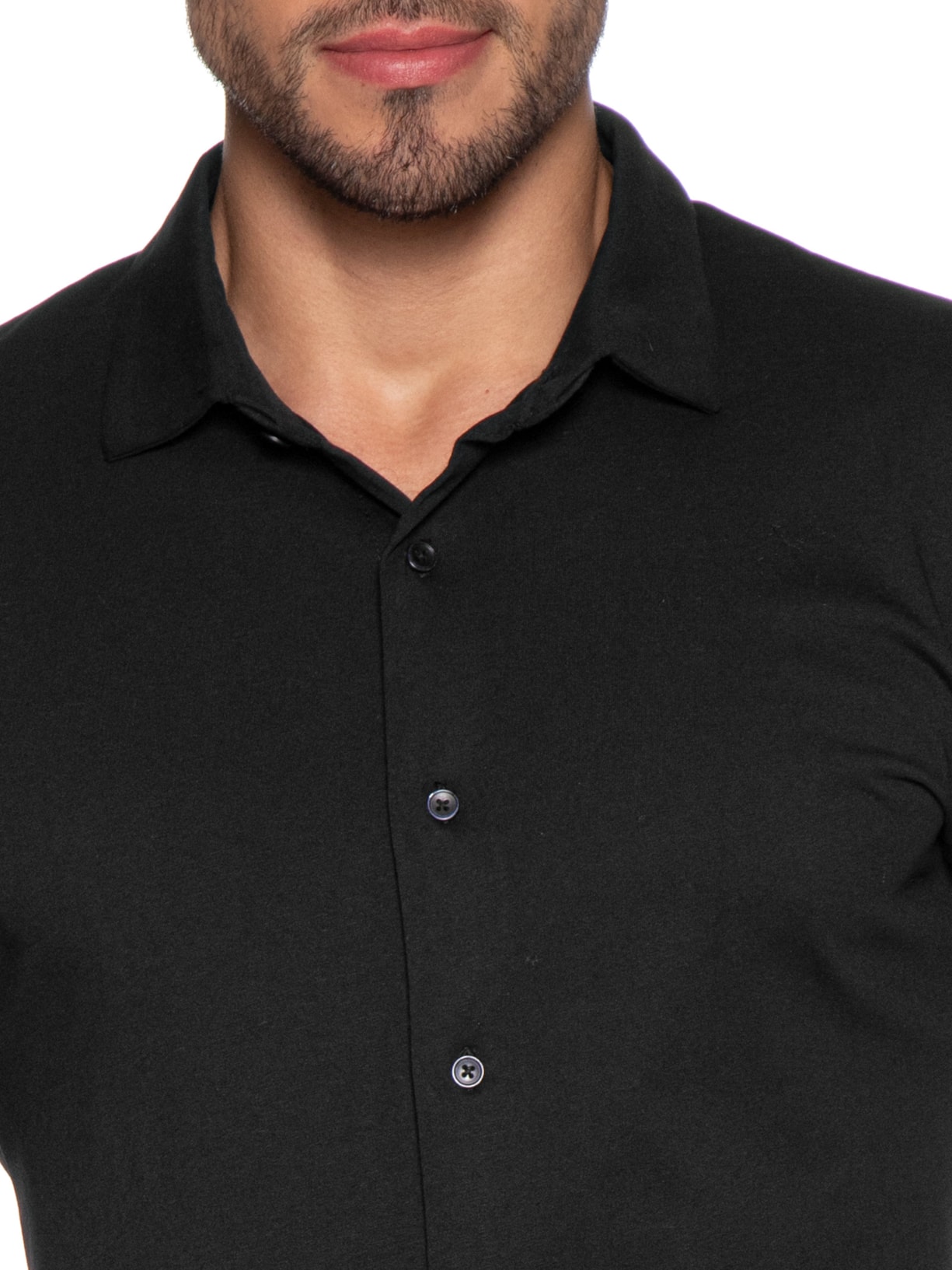 Camisa Masculina Manga Curta Básica Preto Basiq Men
