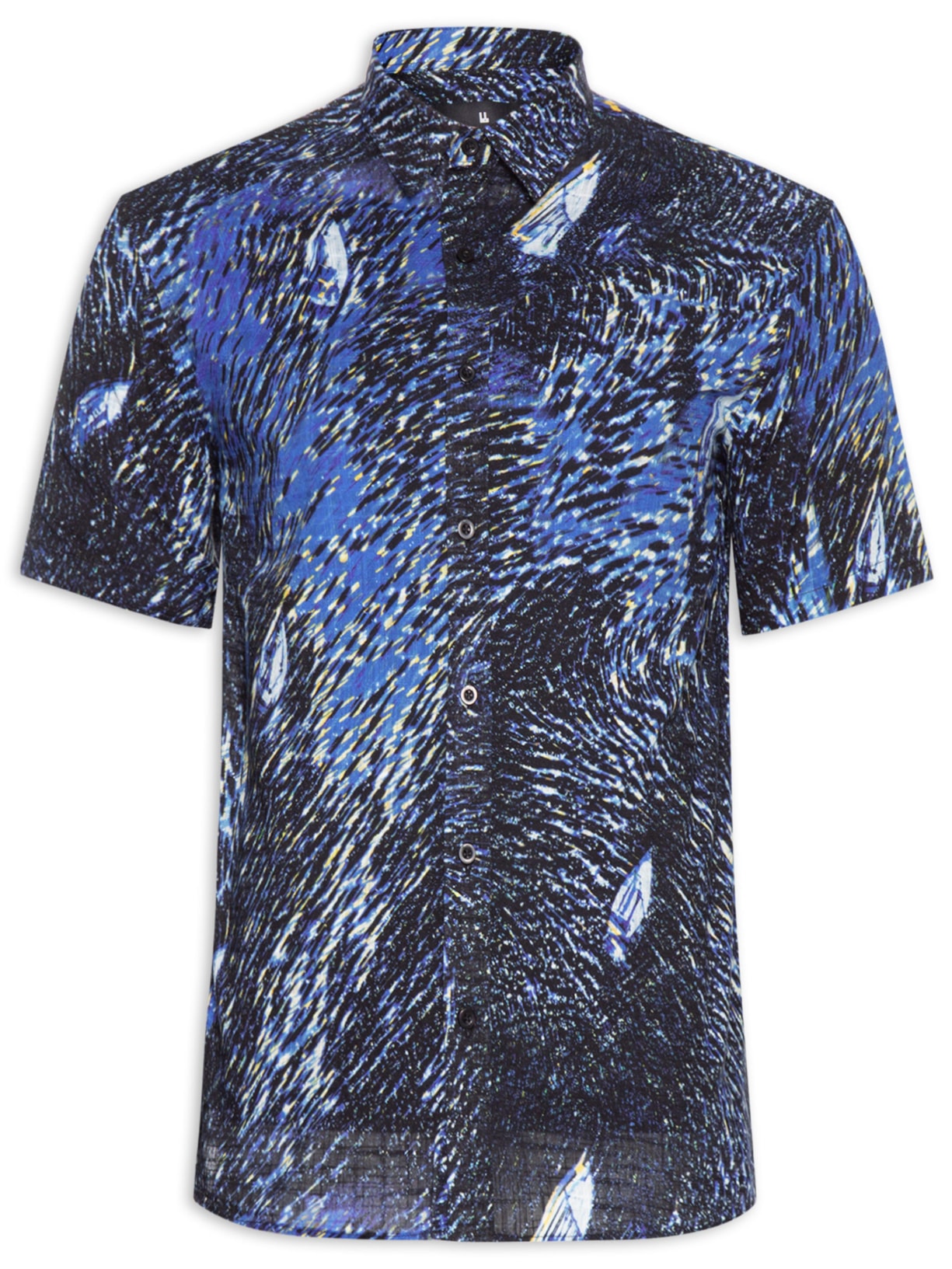 Camisa Masculina Manga Curta Bay - Azul