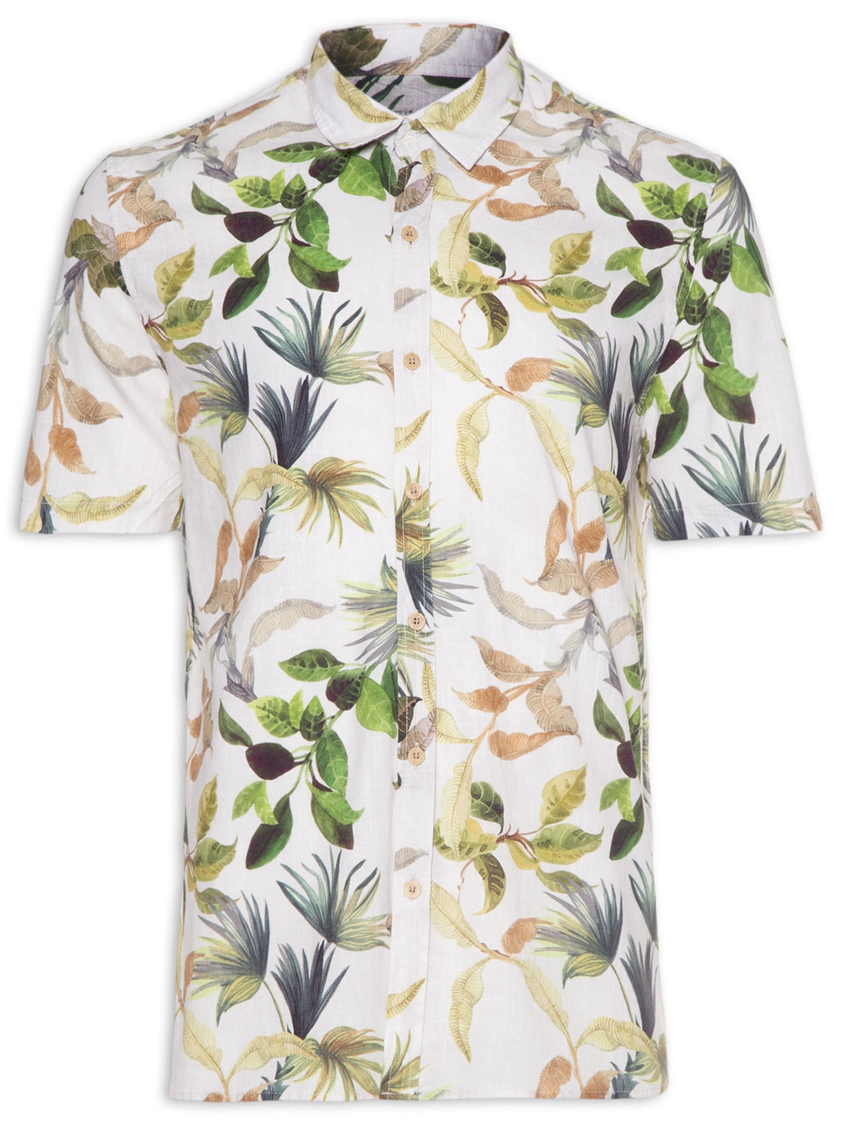 Camisa Masculina Manga Curta Botânica - Off White