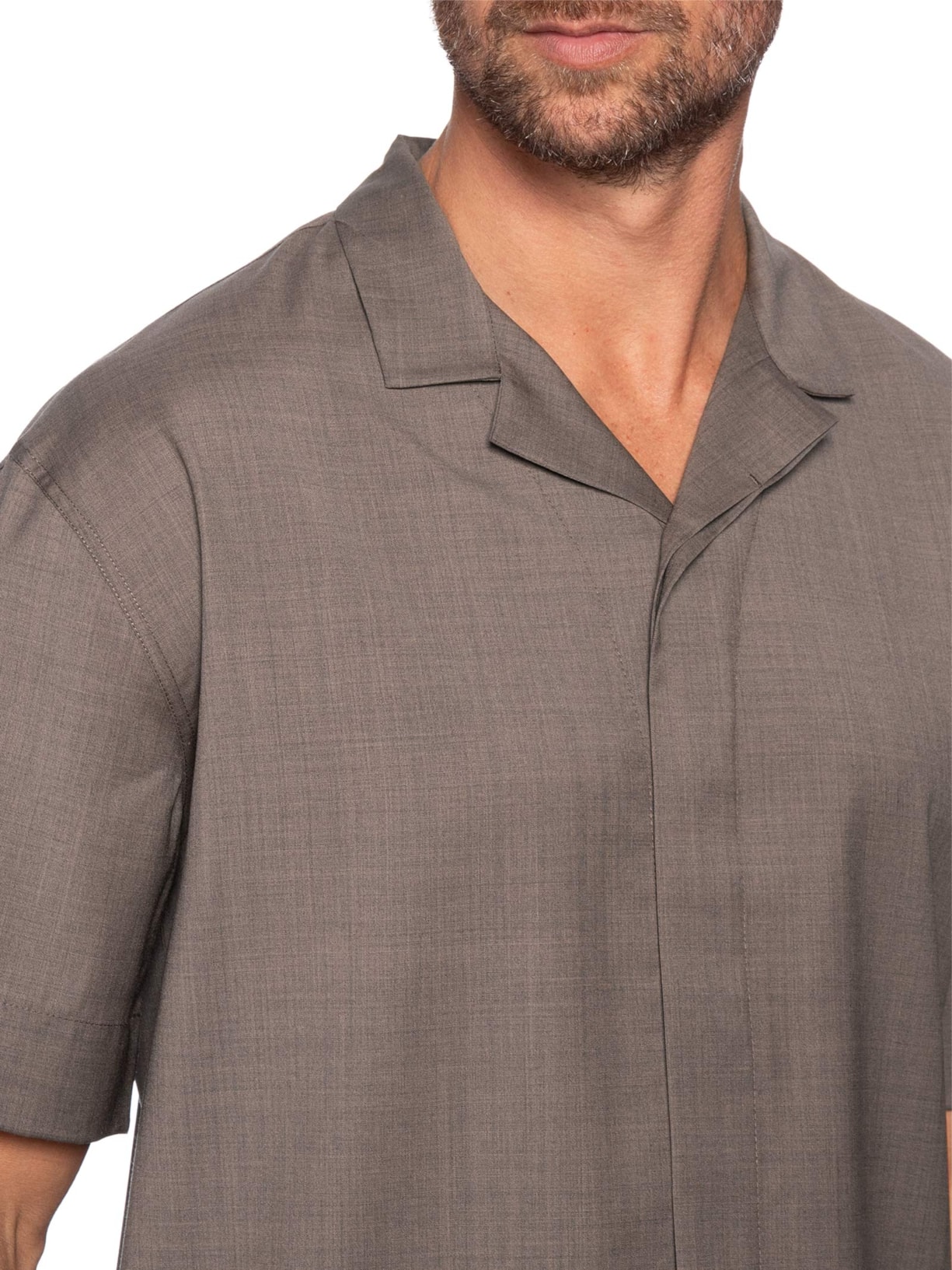 Camisa Masculina Manga Curta Box Bolso Marrom Ricardo Almeida