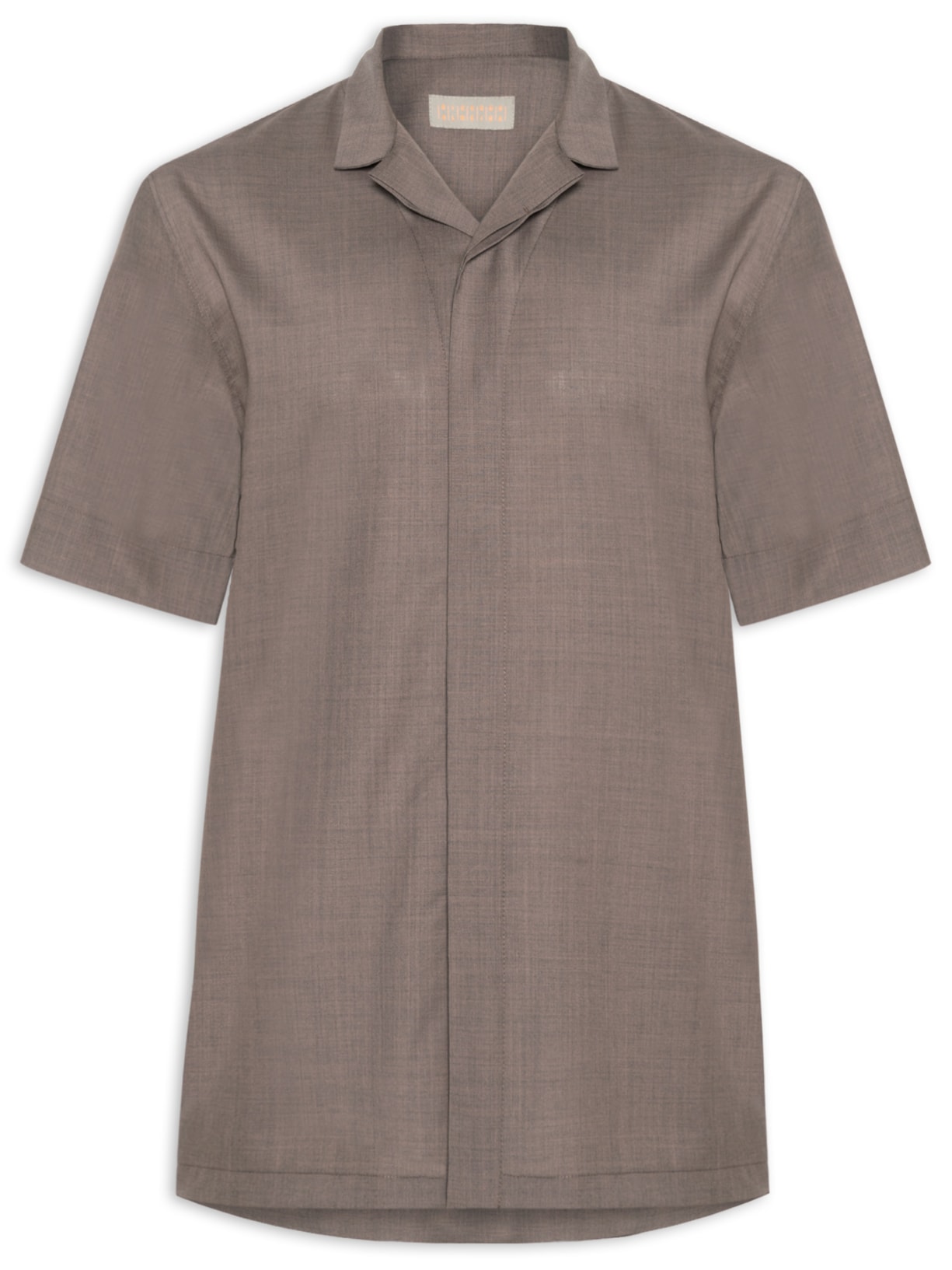 Camisa Masculina Manga Curta Box Bolso Marrom Ricardo Almeida