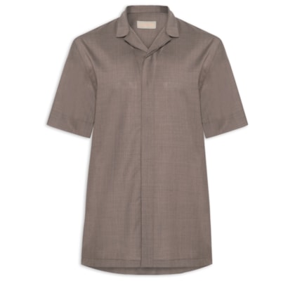 Camisa Masculina Manga Curta Box Bolso - Marrom