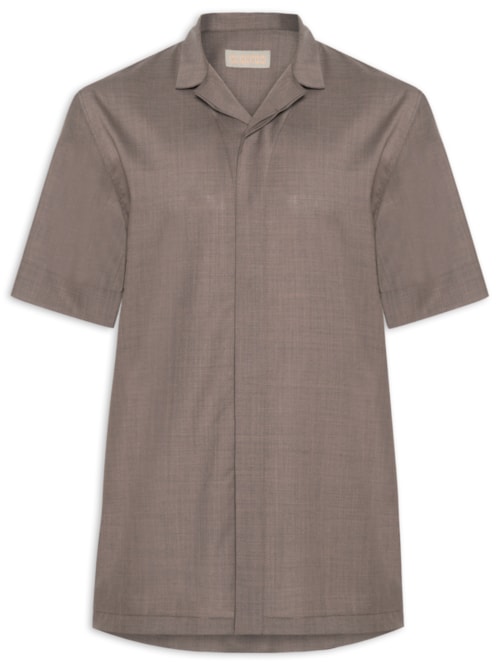Camisa Masculina Manga Curta Box Bolso - Marrom