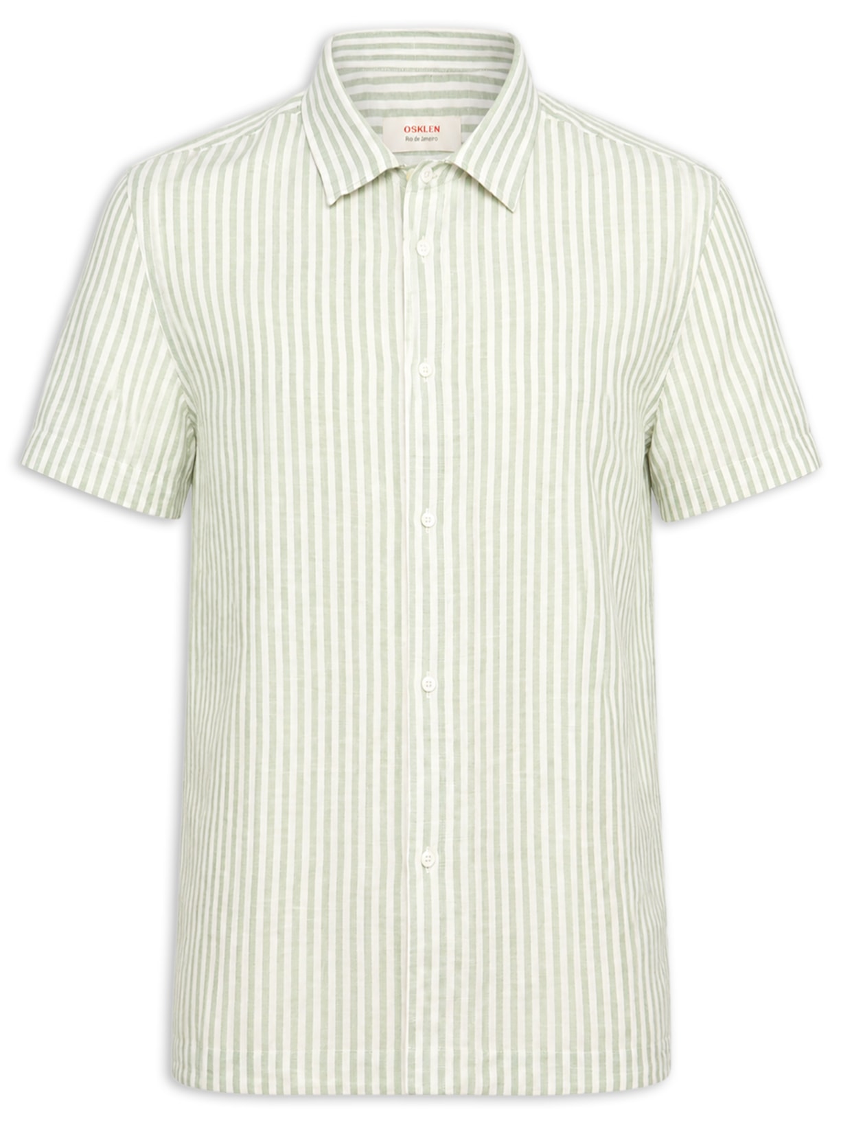 Camisa Masculina Manga Curta Brief Vintage Stripes Linen Off White Osklen