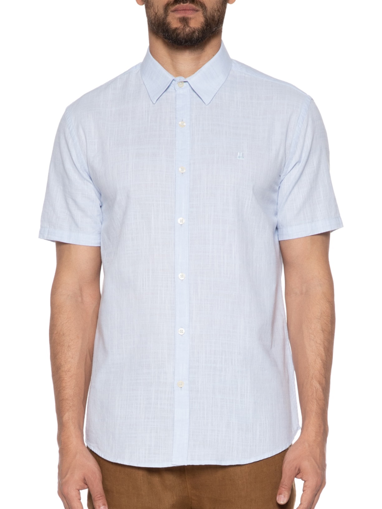 Camisa Masculina Manga Curta Buzios New Azul Foxton
