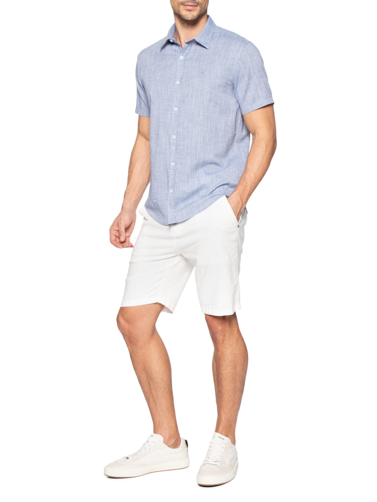 Camisa Masculina Manga Curta Búzios New Azul Foxton