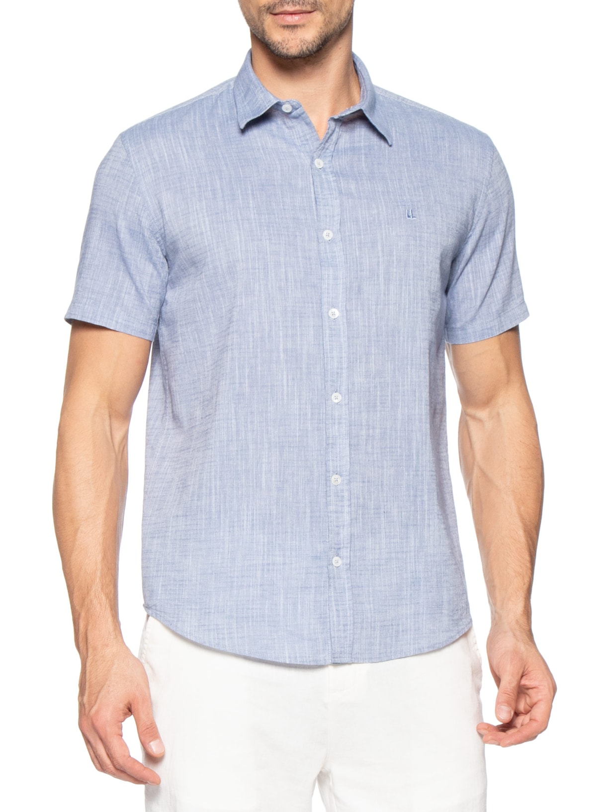 Camisa Masculina Manga Curta Búzios New Azul Foxton