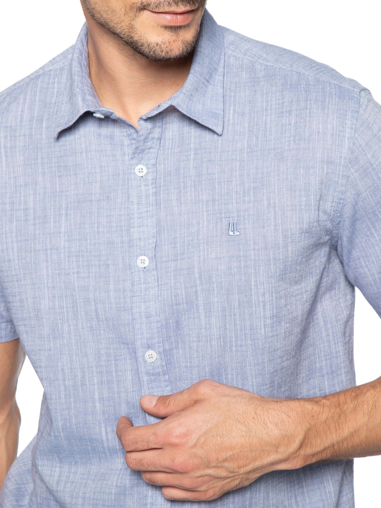 Camisa Masculina Manga Curta Búzios New Azul Foxton