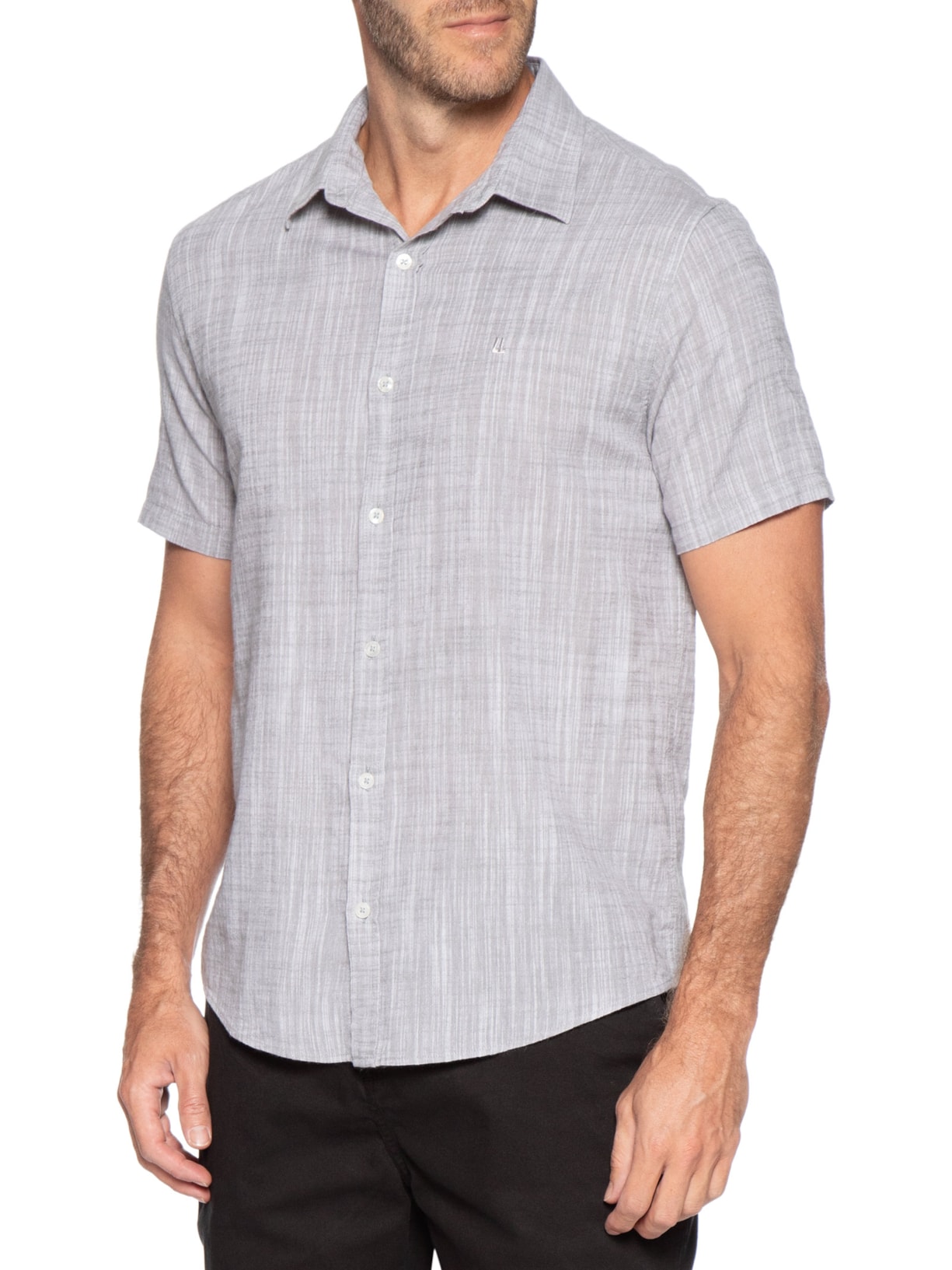 Camisa Masculina Manga Curta Búzios New Cinza Foxton