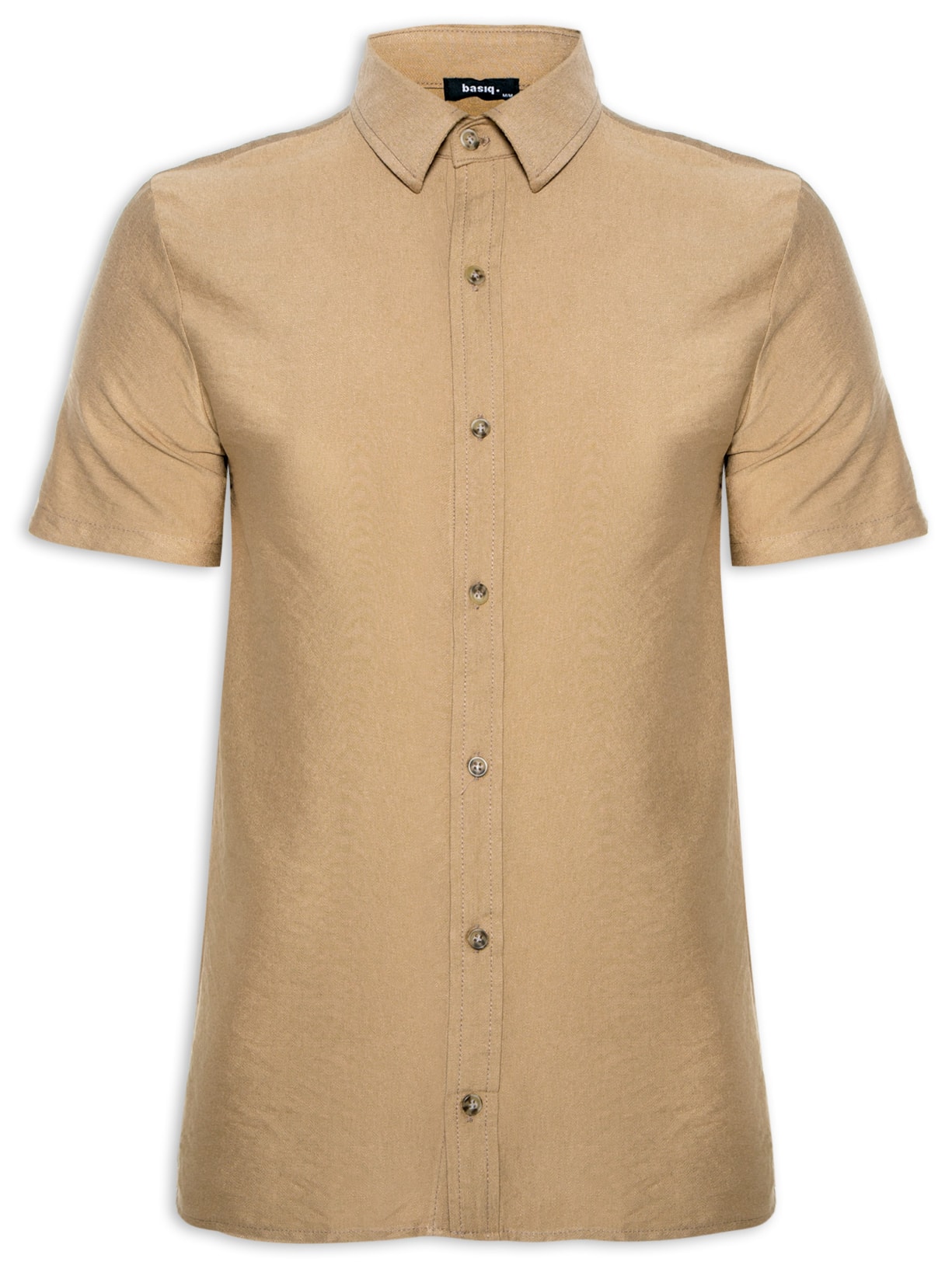 Camisa Masculina Manga Curta Casual - Marrom