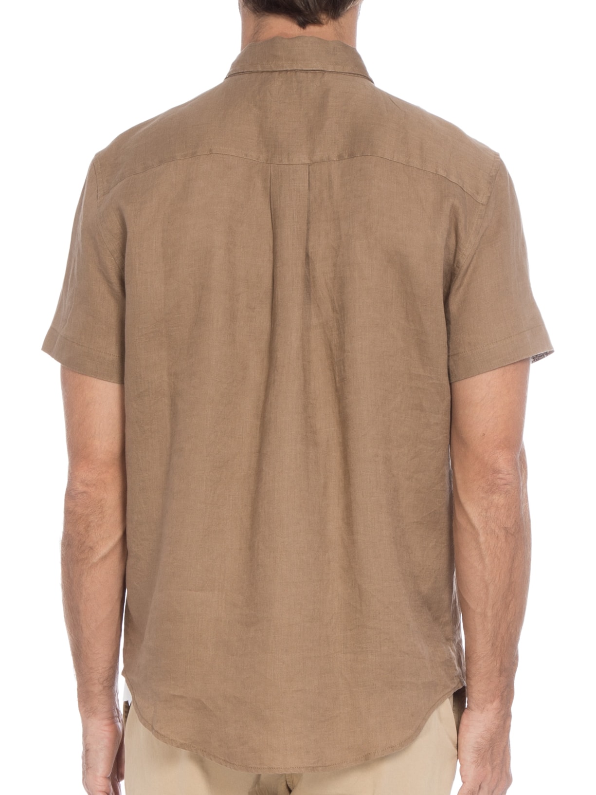 Camisa Masculina Manga Curta Classic Linen Marrom Osklen