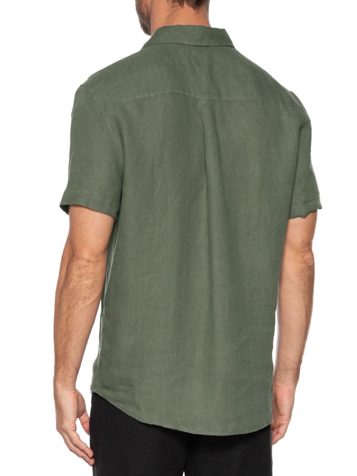 Camisa Masculina Manga Curta Classic Linen Verde Osklen