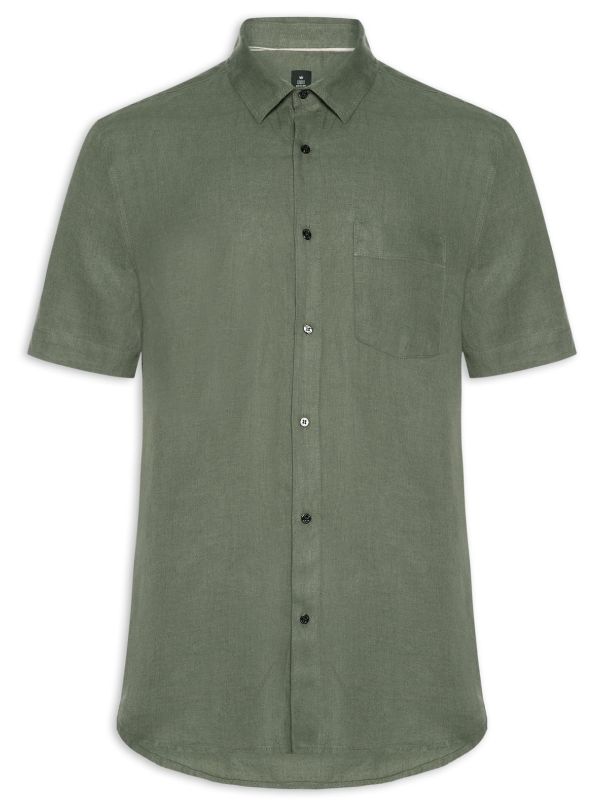 Camisa Masculina Manga Curta Classic Linen Verde Osklen