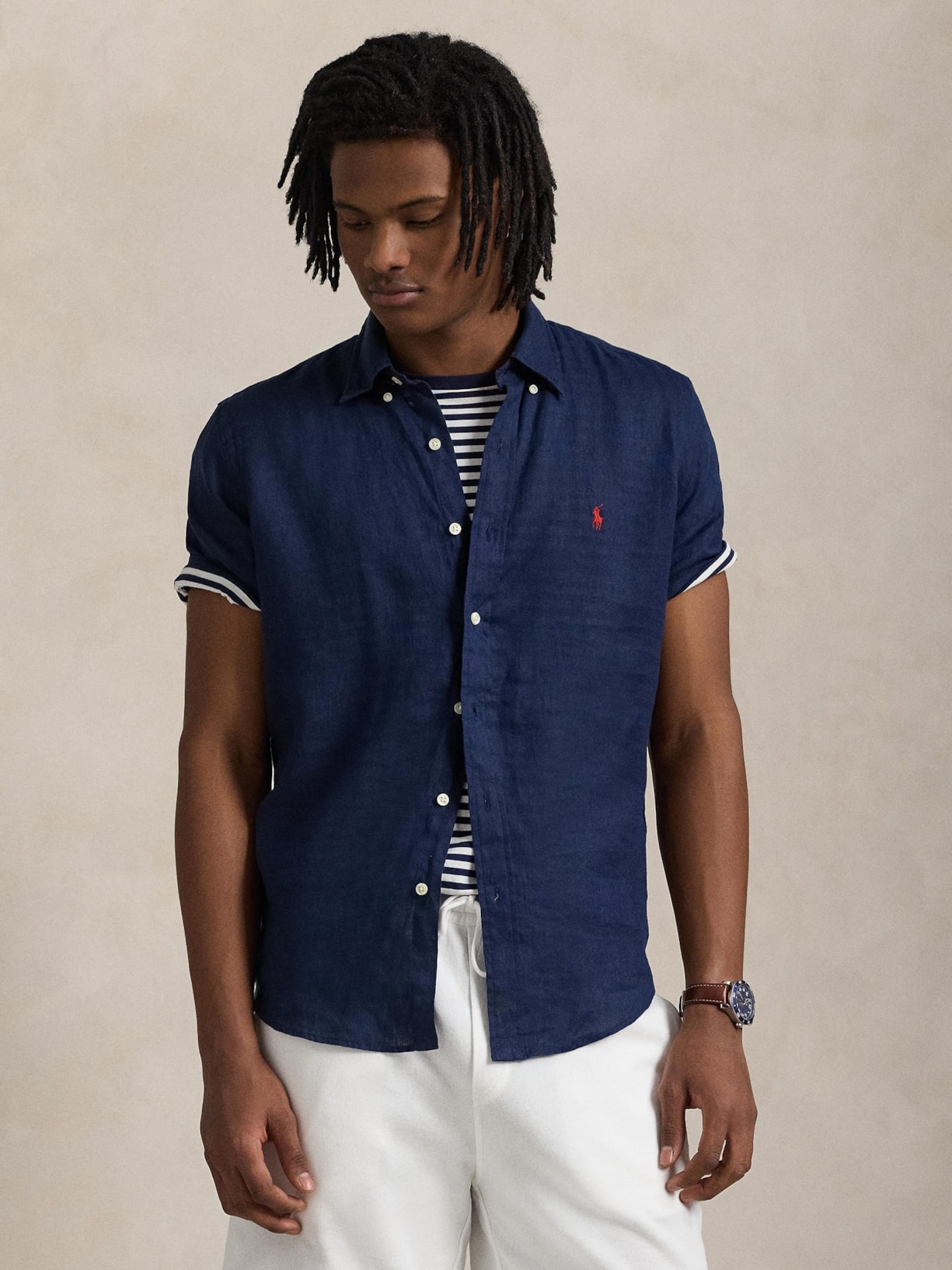 Camisa Masculina Manga Curta Classic Logo Azul Polo Ralph Lauren