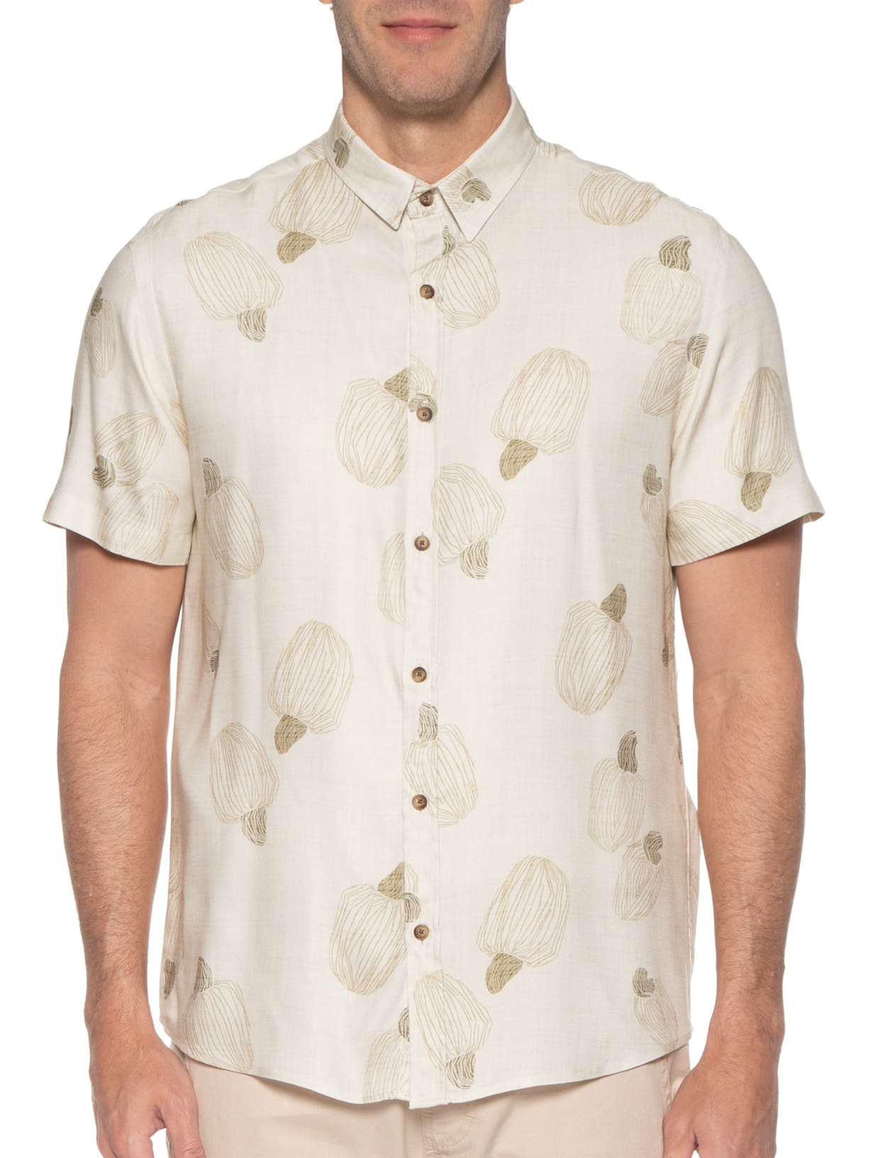 Camisa Masculina Manga Curta Collab Caju Bege Jab