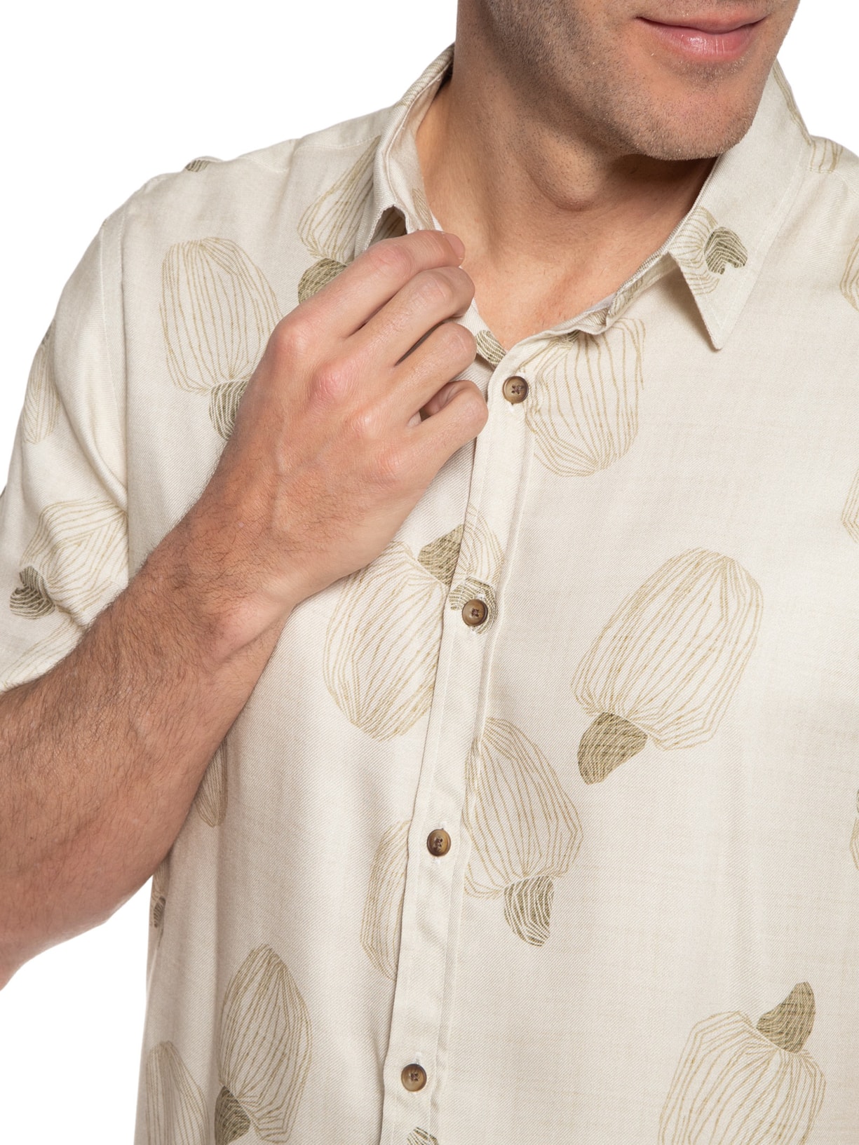 Camisa Masculina Manga Curta Collab Caju Bege Jab